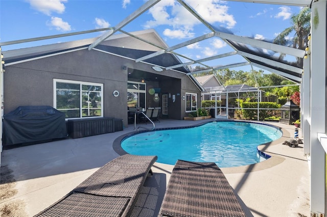 18631 Le Dauphine Pl, Lutz, FL 33558 - outdoor pool with a patio, grilling area, and a lanai