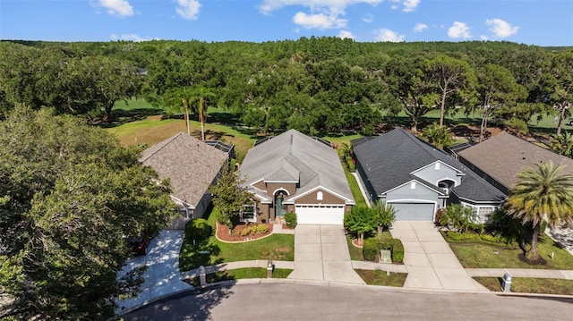 18631 Le Dauphine Pl, Lutz, FL 33558 - aerial view of property and surrounding area with a heavily wooded area