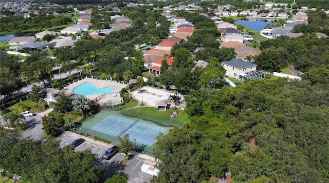 11021 Silver Dancer Dr, Riverview, FL 33579 - aerial view of property's location with a pool area, a nearby body of water, and nearby suburban area