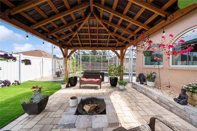 view of patio featuring a gazebo