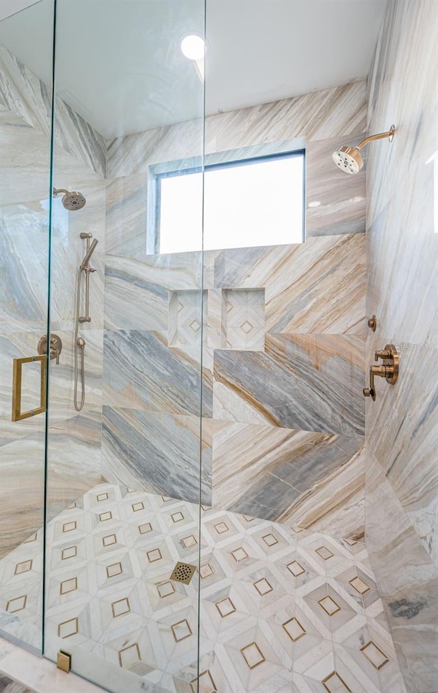 bathroom featuring walk in shower