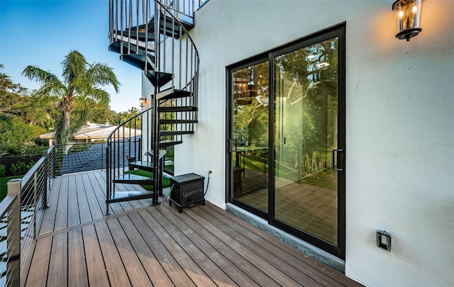 wooden terrace with stairs