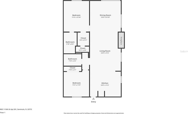 9821 113th St Unit 201, Seminole, FL 33772 - floor plan / room layout