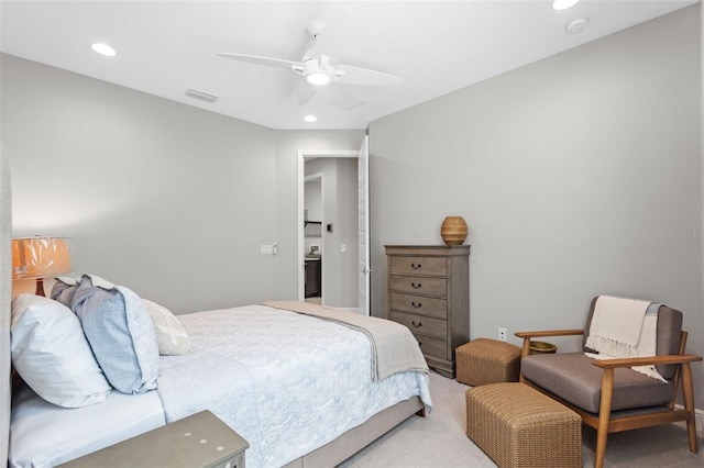 21642 Emory Oak Pl, Land O Lakes, FL 34637 - carpeted bedroom with recessed lighting and ceiling fan