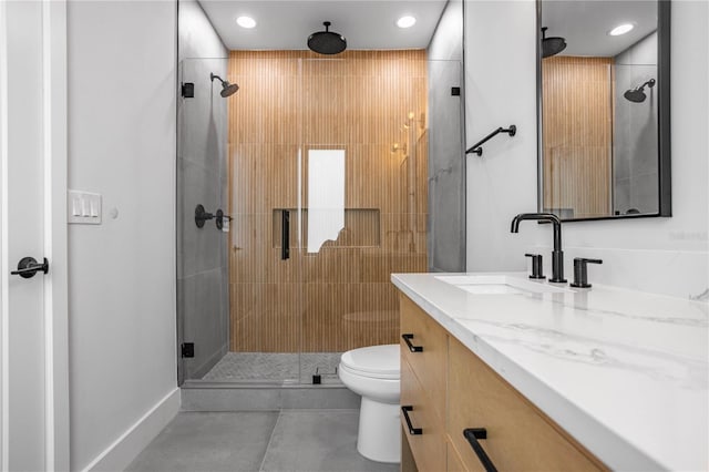 607 W Euclid Ave Unit 3, Tampa, FL 33602 - full bath featuring vanity, a stall shower, toilet, recessed lighting, and tile patterned flooring