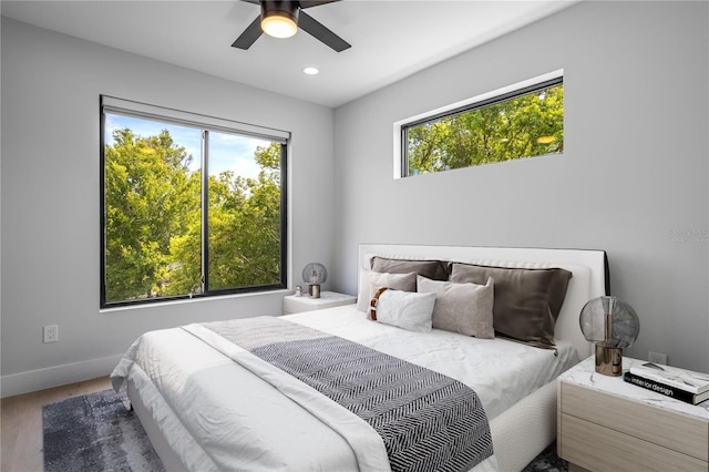 607 W Euclid Ave Unit 3, Tampa, FL 33602 - bedroom with wood finished floors, baseboards, recessed lighting, and a ceiling fan