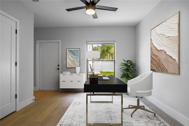 607 W Euclid Ave Unit 3, Tampa, FL 33602 - office with wood finished floors, ceiling fan, and baseboards
