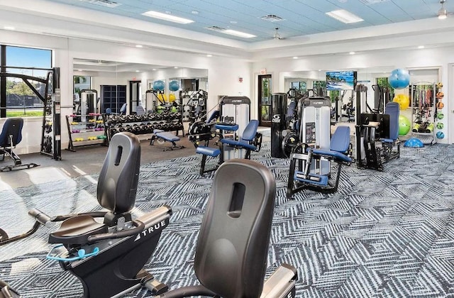 gym with carpet floors