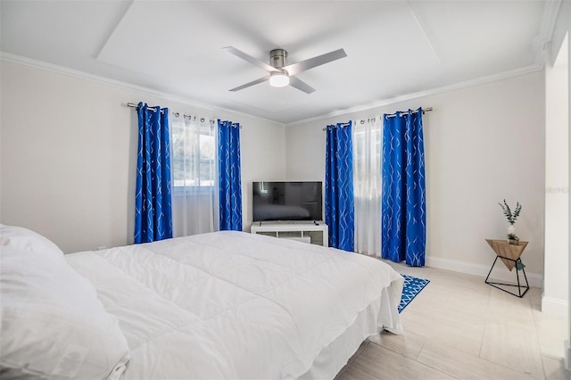 5744 150th Ave N, Clearwater, FL 33760 - bedroom featuring crown molding, a ceiling fan, and baseboards