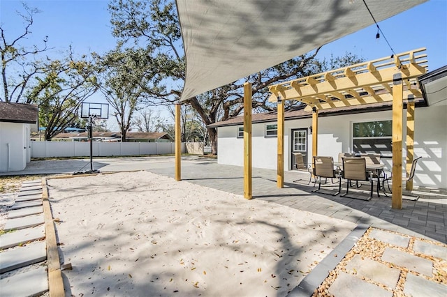 5744 150th Ave N, Clearwater, FL 33760 - view of yard featuring a pergola, a patio, and outdoor dining space