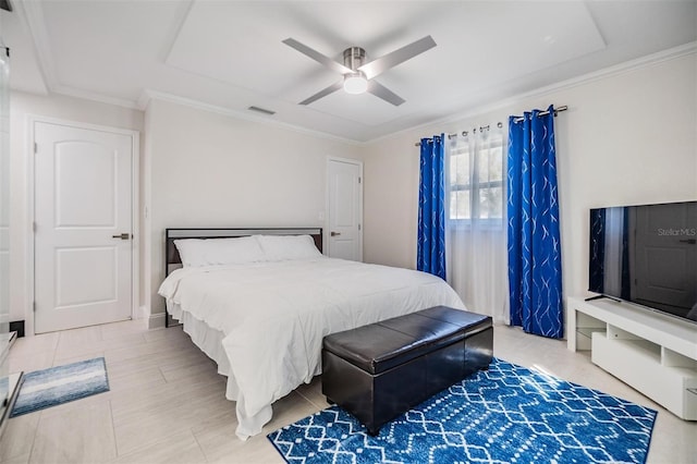 5744 150th Ave N, Clearwater, FL 33760 - bedroom with a ceiling fan and ornamental molding