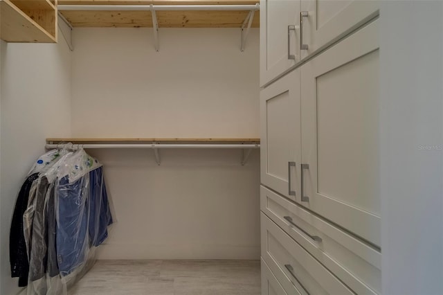 spacious closet featuring light wood-style flooring