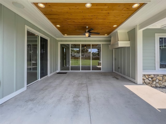 view of patio / terrace featuring ceiling fan