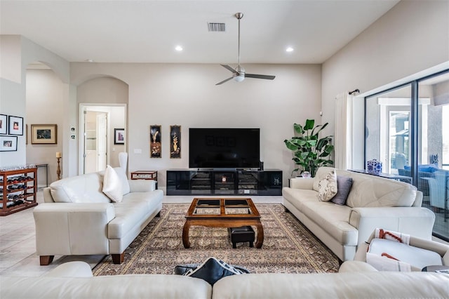 32242 Summerglade Dr, Wesley Chapel, FL 33545 - living room with a ceiling fan and recessed lighting