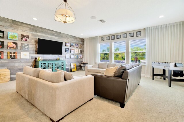 4093 Epic Cv, Land O Lakes, FL 34638 - living area with light colored carpet, recessed lighting, and an accent wall