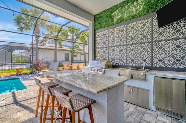 4093 Epic Cv, Land O Lakes, FL 34638 - view of patio / terrace with area for grilling and glass enclosure