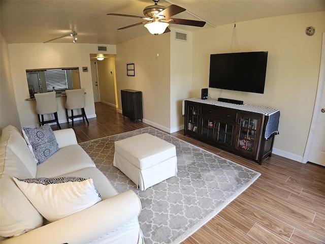 10003 Winding Lake Rd Unit 105, Sunrise, FL 33351 - living room with ceiling fan, wood finished floors, and baseboards