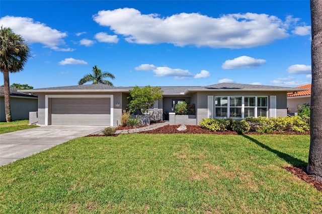 3912 Doral Dr, Tampa, FL 33634 - single story home featuring brick siding, an attached garage, concrete driveway, and a front lawn