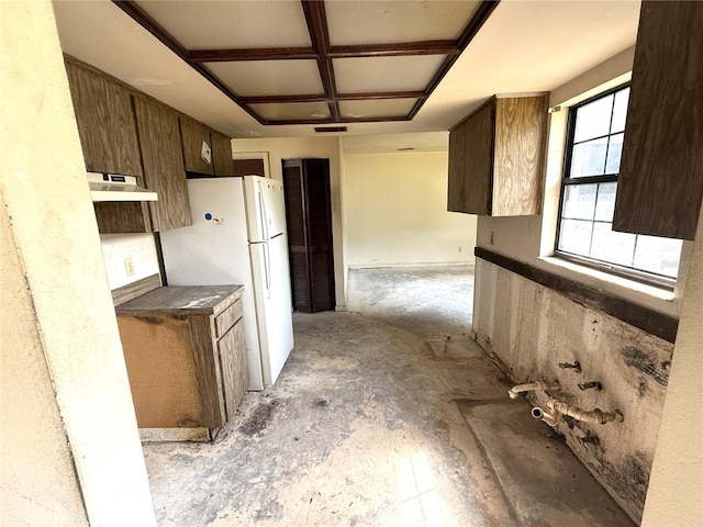 9722 Kenton Rd, Wesley Chapel, FL 33545 - kitchen with under cabinet range hood and freestanding refrigerator