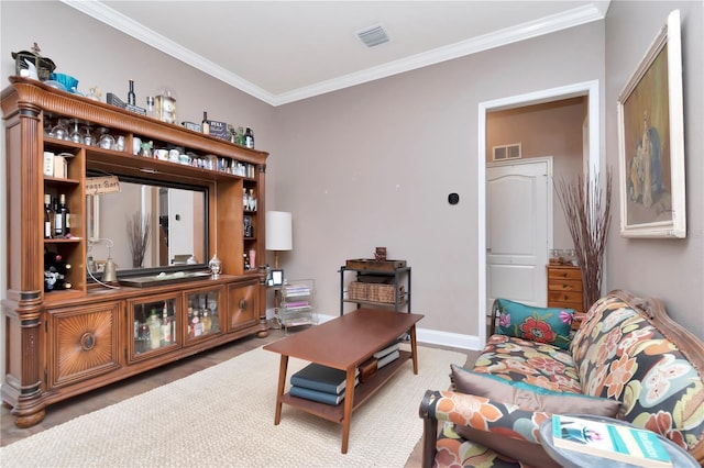 5103 Rushbrook Rd, Land O Lakes, FL 34638 - living area featuring crown molding and baseboards