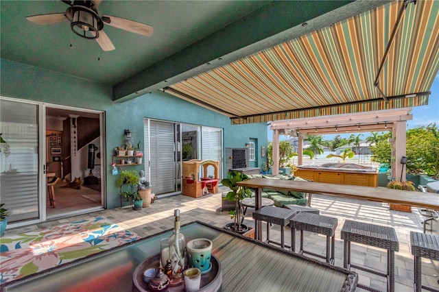 5103 Rushbrook Rd, Land O Lakes, FL 34638 - view of patio / terrace featuring a hot tub and ceiling fan