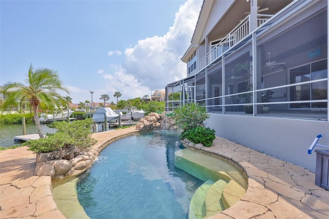 swimming pool with a dock