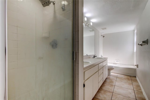 8110 Pond Shadow Ln, Tampa, FL 33635 - full bath featuring a shower with door, toilet, tile patterned floors, vanity, and baseboards