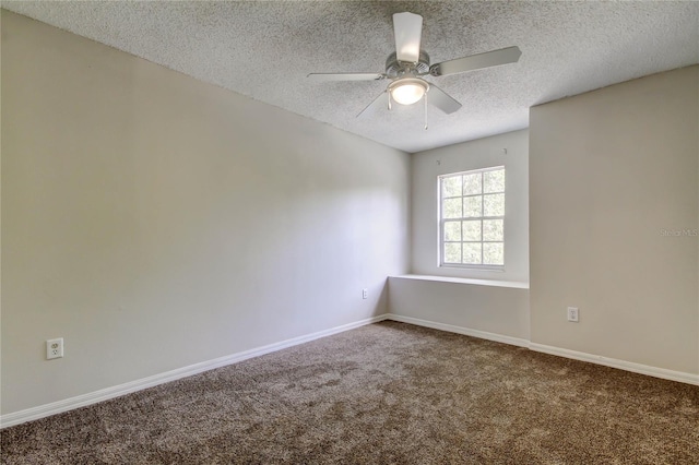 8110 Pond Shadow Ln, Tampa, FL 33635 - carpeted empty room featuring a textured ceiling, a ceiling fan, and baseboards