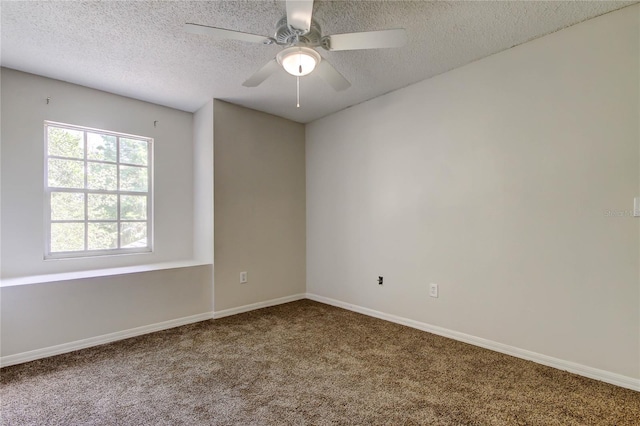 8110 Pond Shadow Ln, Tampa, FL 33635 - carpeted spare room featuring a textured ceiling, baseboards, and ceiling fan