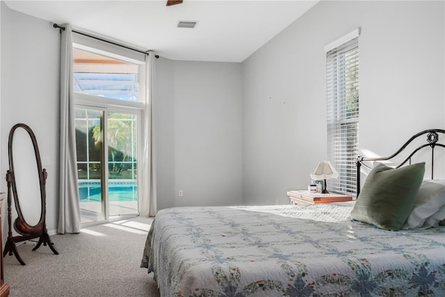 7533 Dunbridge Dr, Odessa, FL 33556 - bedroom with access to exterior, multiple windows, and carpet floors