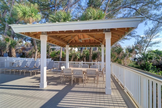 2504 Gulf Blvd Unit 201, Indian Rocks Beach, FL 33785 - deck featuring outdoor dining space, a gazebo, and fence