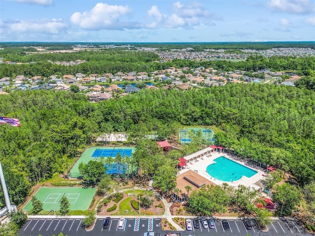 bird's eye view of a pool area