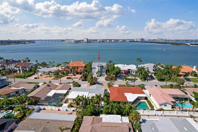 297 1st St W, Tierra Verde, FL 33715 - aerial perspective of suburban area with a nearby body of water and a notable bridge