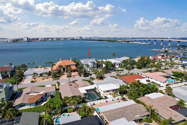 297 1st St W, Tierra Verde, FL 33715 - aerial perspective of suburban area with a notable bridge and a nearby body of water