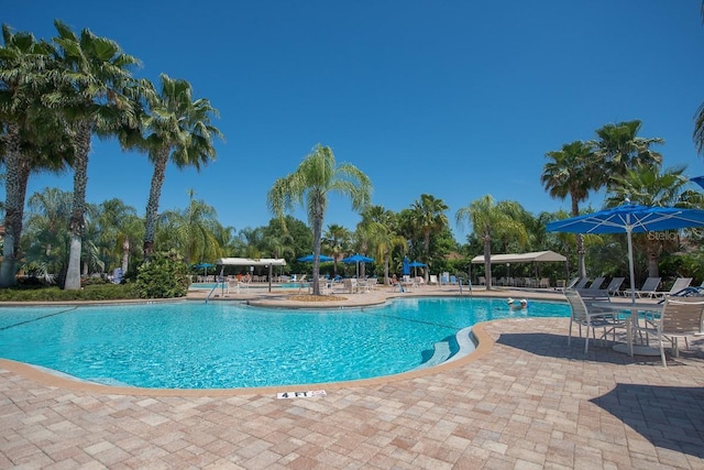 community pool featuring a patio area