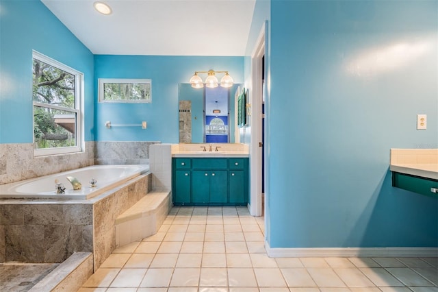 3013 Crest Dr, Clearwater, FL 33759 - full bath featuring vanity, a garden tub, and tile patterned floors