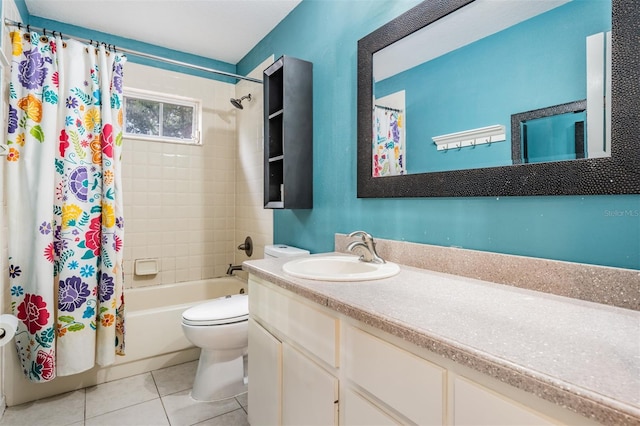 3013 Crest Dr, Clearwater, FL 33759 - bathroom featuring toilet, shower / bath combo, tile patterned floors, and vanity