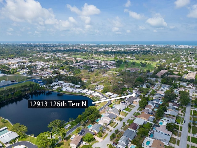 12913 126th Ter, Largo, FL 33774 - aerial overview of property's location featuring a nearby body of water and nearby suburban area