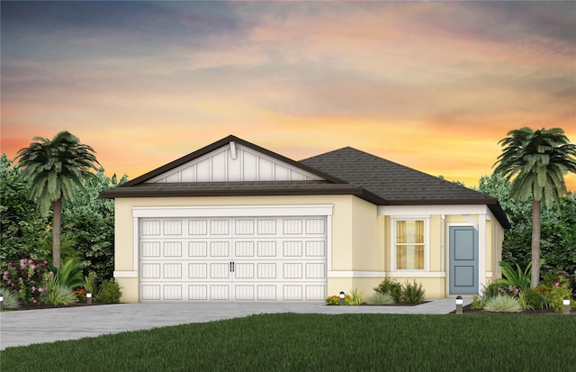 8303 SW 54th Loop, Ocala, FL 34481 - single story home with an attached garage, concrete driveway, a shingled roof, a front yard, and stucco siding