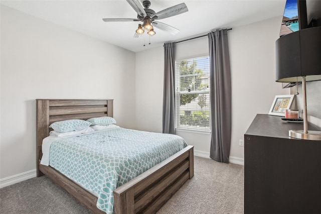 10625 Cardera Dr, Riverview, FL 33578 - bedroom with light colored carpet, baseboards, and ceiling fan