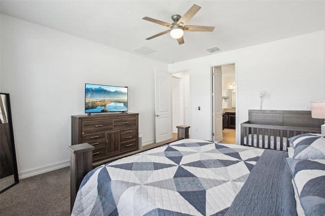 10625 Cardera Dr, Riverview, FL 33578 - bedroom featuring a ceiling fan and ensuite bath