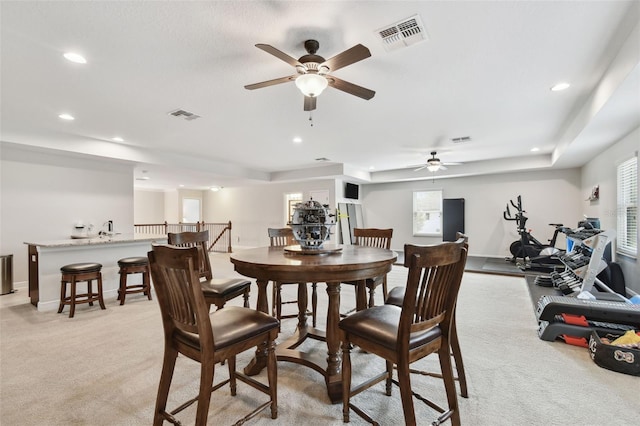 11624 Calf Path Dr, Tampa, FL 33626 - dining room featuring light carpet, a ceiling fan, healthy amount of natural light, and recessed lighting