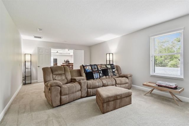 11624 Calf Path Dr, Tampa, FL 33626 - living area with light colored carpet, baseboards, and a textured ceiling