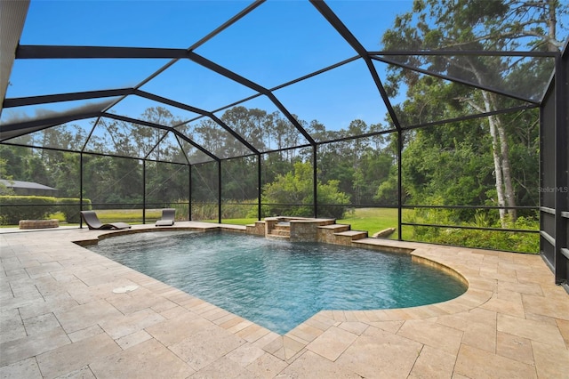 11624 Calf Path Dr, Tampa, FL 33626 - outdoor pool featuring a patio and glass enclosure