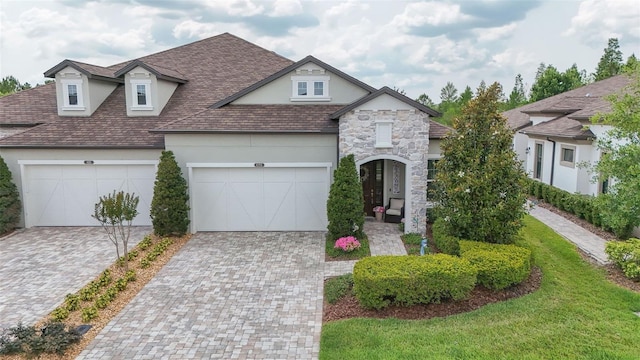 4195 Barletta Ct, Wesley Chapel, FL 33543 - view of front of property featuring stucco siding, stone siding, and driveway