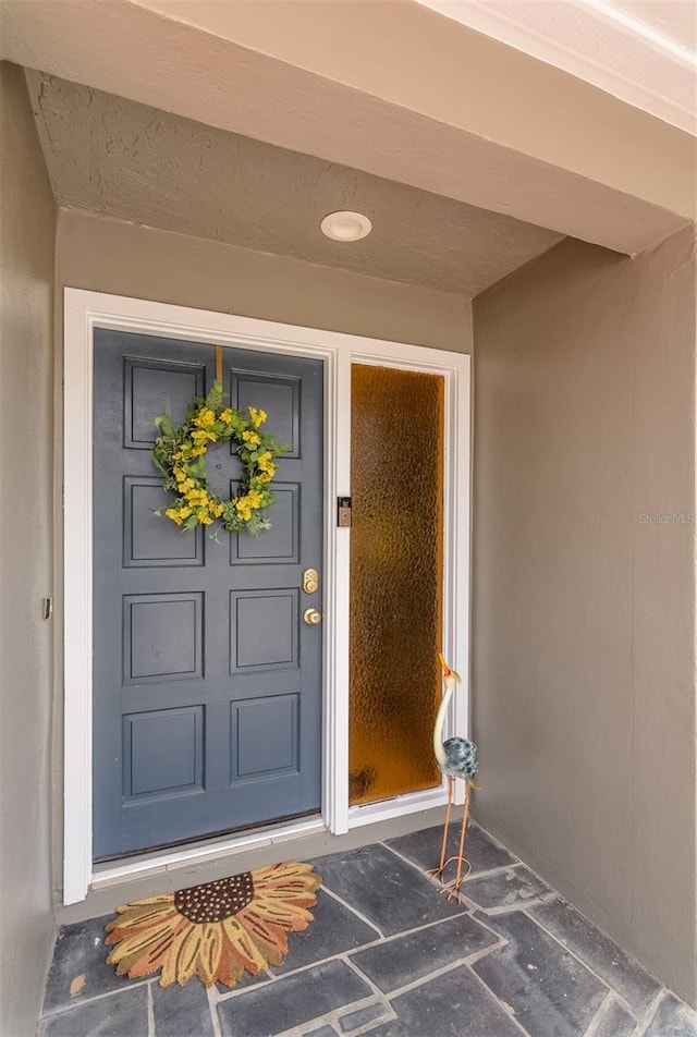 2012 Scotland Dr, Clearwater, FL 33763 - doorway to property with stucco siding