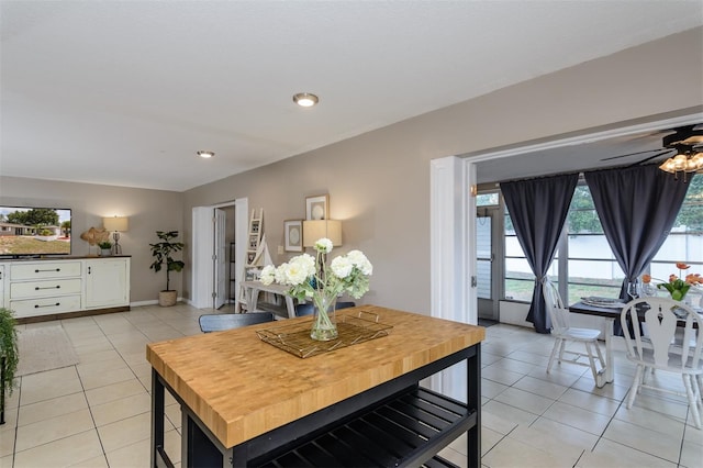 2012 Scotland Dr, Clearwater, FL 33763 - dining room featuring light tile patterned flooring, recessed lighting, baseboards, and a ceiling fan