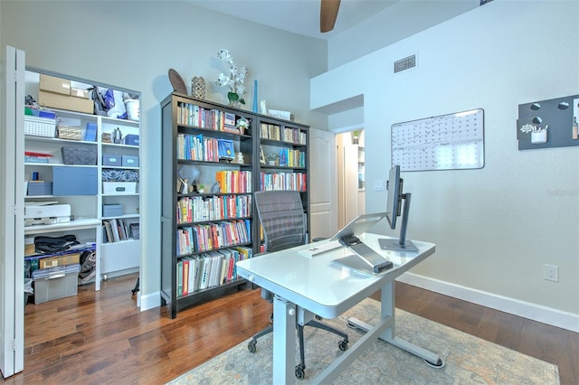 1111 Normandy Trace Rd Unit 1111, Tampa, FL 33602 - office area with wood finished floors and a ceiling fan