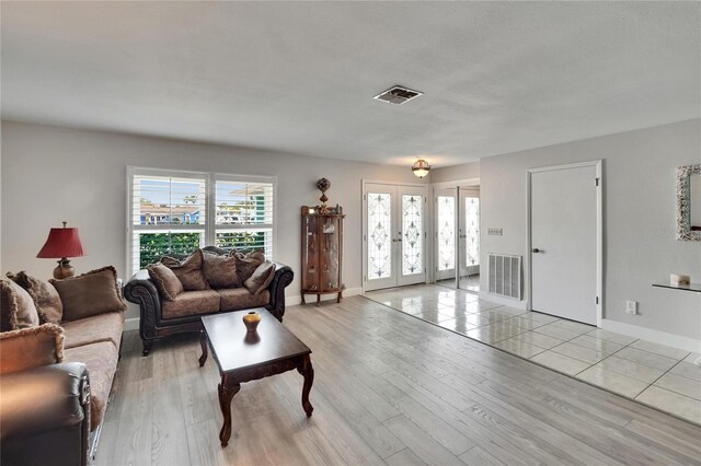 6530 Manila Palm Way, Apollo Beach, FL 33572 - living room featuring french doors, plenty of natural light, and light wood-style flooring