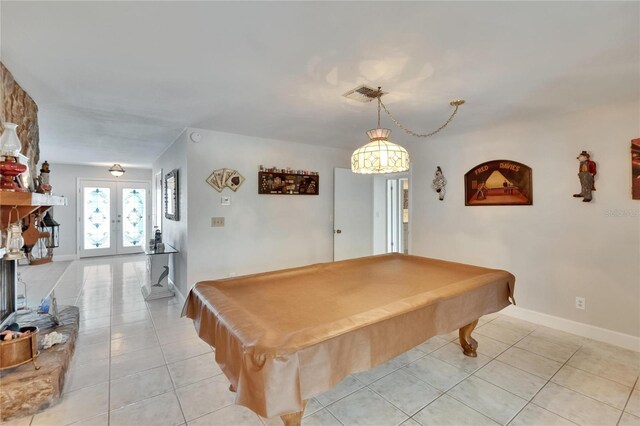 6530 Manila Palm Way, Apollo Beach, FL 33572 - game room featuring light tile patterned floors, billiards table, and french doors